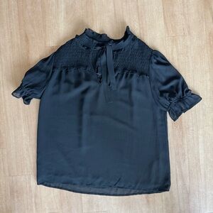 Pleione Black Ruffle Sleeve Blouse